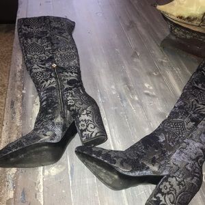 Embroidered Nine West over the knee boots